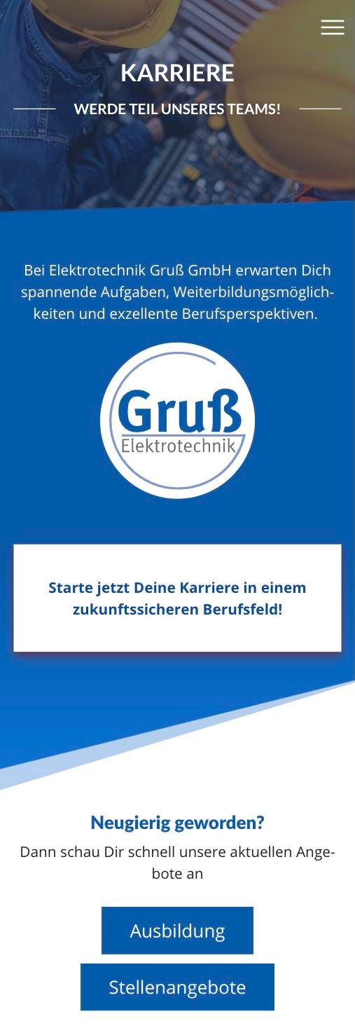 Web Design Agency Dubai – HGD Media 73 - HGD Media Dubai Web Agency Elektrotechnik Gruß careers page on mobile, built by HGD Media